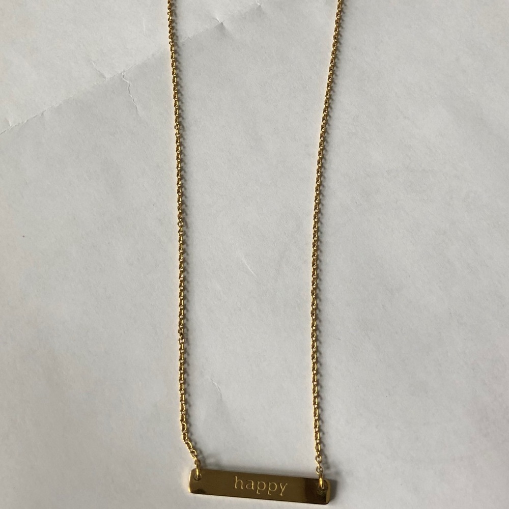 Jook and Nona “happy” tag necklace